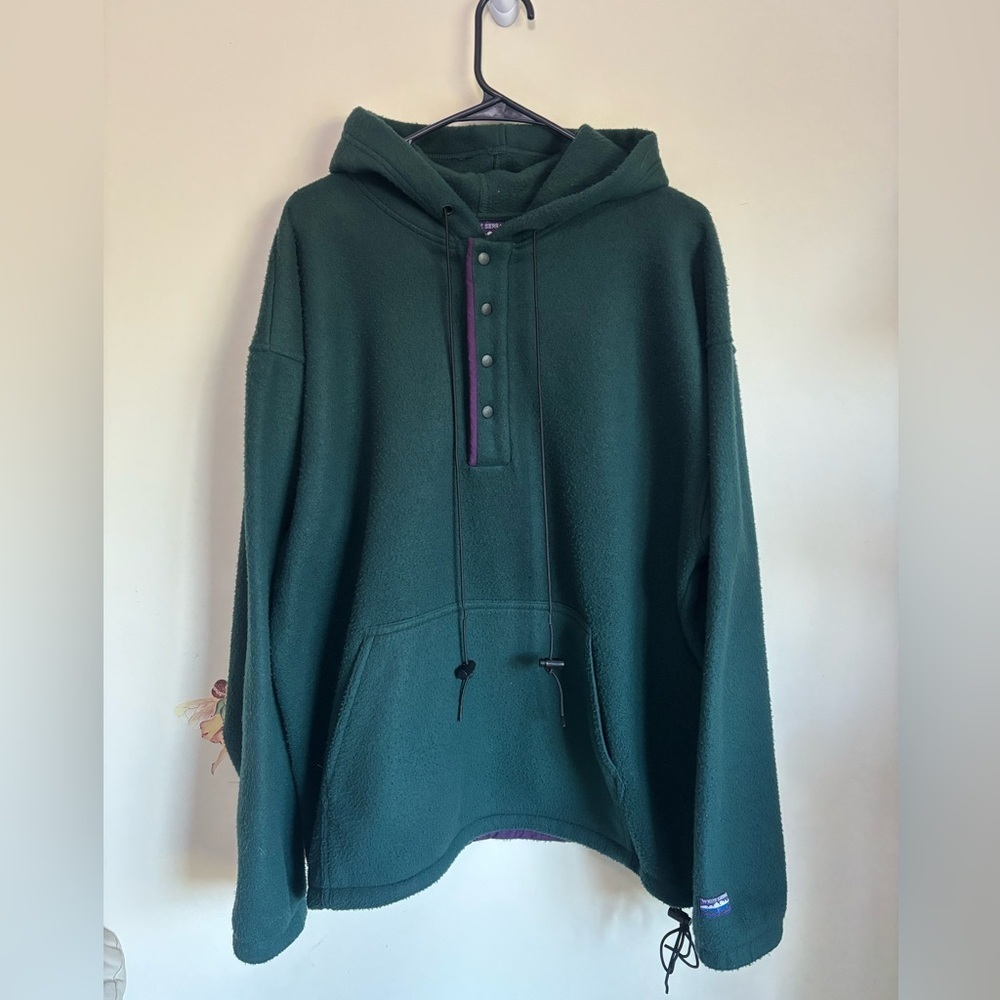 Vintage White Sierra Green Fleece Jacket Pullover Size L Y2K Hoodie Unisex